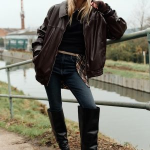 Zara FAUX LEATHER BOMBER JACKET