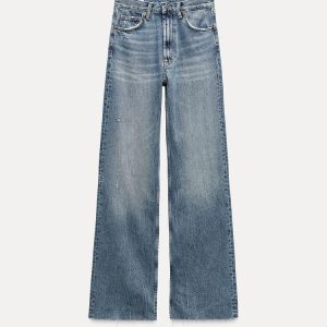 Zara FULL LENGTH TRF HIGH RISE WIDE LEG JEANS