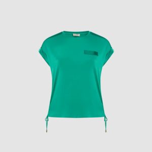 LAURA Solid T-Shirt with Satin Details