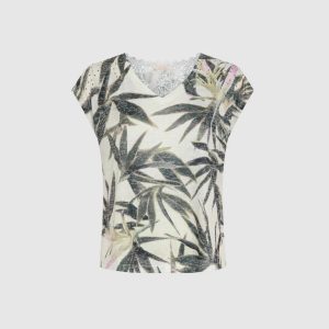LAURA Embellished Palm Print T-Shirt