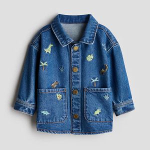 H&M Embroidered-Detail Denim Shacket