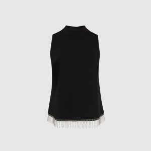 LAURA Sleeveless Rhinestone Top