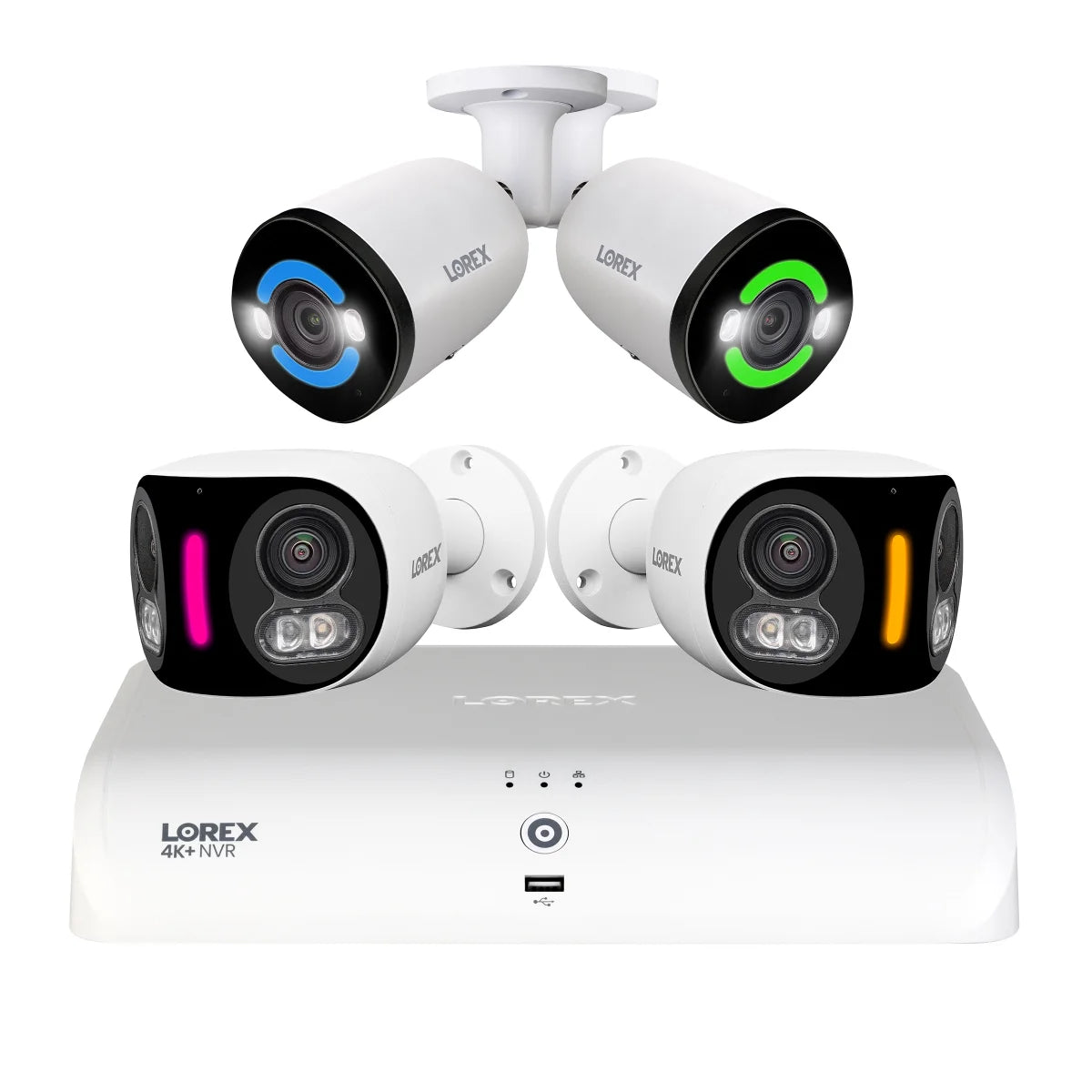 Lorex Fusion NVR with Two 4K 180° Panoramic Lens and Two 4K Bullet Cameras