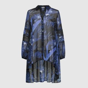 LAURA Tropical Button-Down Blouse