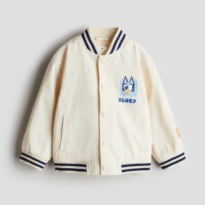 H&M TWILL BASEBALL JACKET WITH PRINTED MOTIF