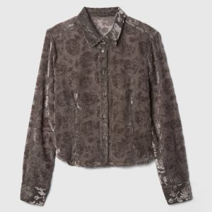 Gap Cropped Velvet Shirt