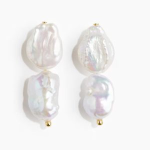 H&M GOLD-PLATED PEARL PENDANT EARRINGS