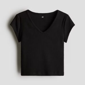 H&M RIBBED COTTON JERSEY TOP
