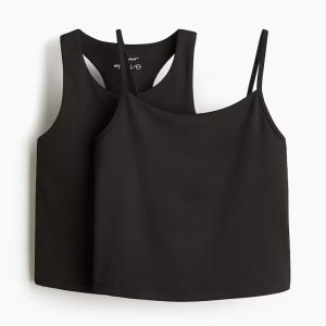H&M 2-PACK INTEGRAL-TOP SPORTS TOPS WITH DRYMOVE™