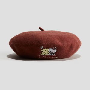 H&M APPLIQUÉD WOOL BERET