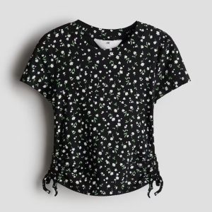 H&M JERSEY TOP WITH DRAWSTRINGS
