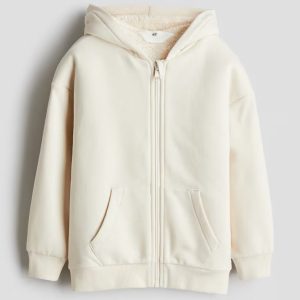 H&M TEDDY FLEECE-LINED HOODED JACKET