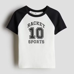 H&M COTTON TOP WITH PRINTED MOTIF