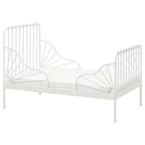 IKEA MINNEN Ext bed frame with slatted bed base, white, 38 1/4x74 3/4 "
