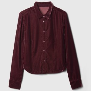 Gap Cropped Velvet Shirt