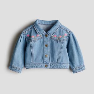 H&M EMBROIDERED-DETAIL DENIM JACKET
