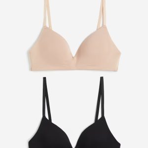 H&M 2-PACK PADDED SOFT-CUP COTTON BRAS