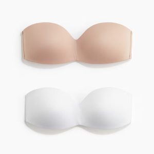 H&M 2-PACK PADDED MICROFIBER BANDEAU BRAS