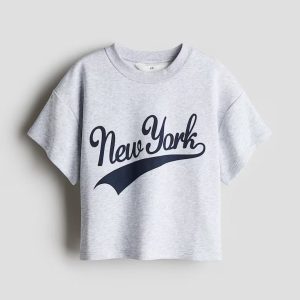 H&M SHORT TOP WITH PRINTED MOTIF
