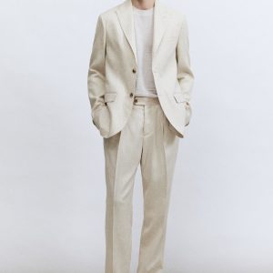 H&M Regular-Fit Linen-Blend Suit Pants