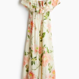 H&M Flounced Off-the-shoulder Dress