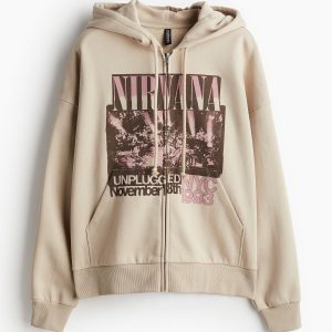 H&M Oversized Hooded Jacket with Motif
