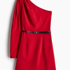 H&M Belted One-Shoulder Dress
