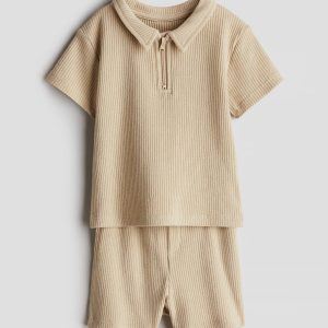 H&M 2-Piece Waffled Jersey Set