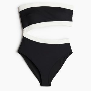 H&M Padded-Cup Bandeau Swimsuit with Cutout