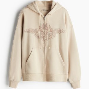 H&M Oversized Hooded Jacket with Motif