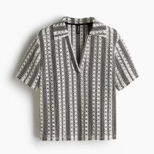 H&M Hole-Patterned Top with Collar
