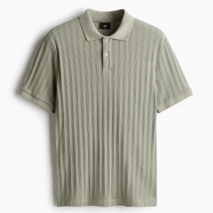 H&M Slim-Fit Textured Jersey Polo Shirt