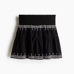 H&M EMBROIDERED COTTON SKIRT