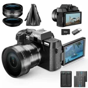 HHdemon 48MP 4K Digital Camera with 180° Flip Screen, WiFi & App Control
