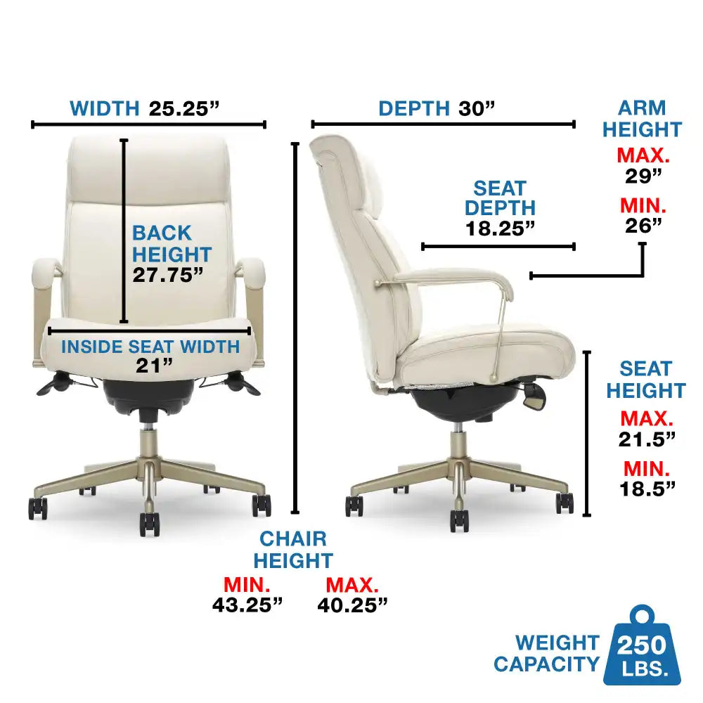 Lazboy Melrose Executive Office Chair, Cream - Image 16
