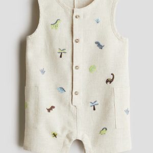 H&M Embroidery-Detail Romper Suit