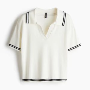 H&M Oversized Fine-Knit Polo Shirt