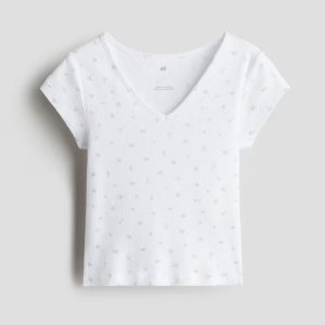 H&M RIBBED COTTON JERSEY TOP