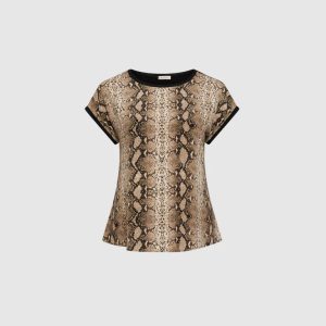 LAURA Snake Print Cap Sleeve Top