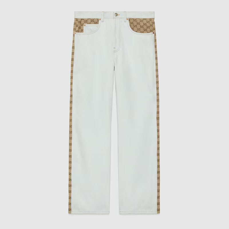GUCCi WASHED ORGANIC DENIM PANT WITH GG