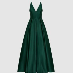LAURA Plunge Neck Ballgown Dress