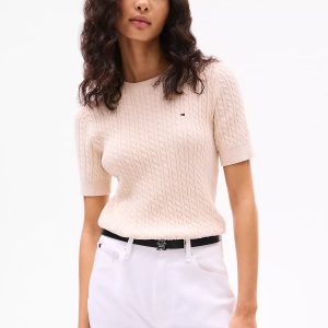 Tommy Hilfiger Short-Sleeve Cable Knit Sweater