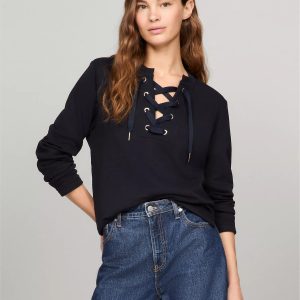 Tommy Hilfiger Long-Sleeve Lace-Up Sweatshirt