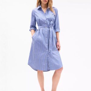 Tommy Hilfiger Long-Sleeve Poplin Midi Shirtdress