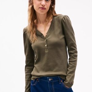 Tommy Hilfiger Ribbed Puff-Sleeve Henley