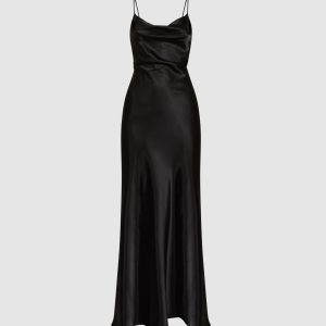 LAURA Cowl Neck Satin Dress