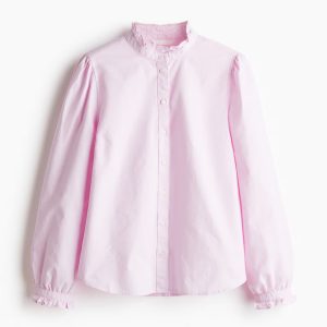 H&M Ruffle-trimmed Oxford Blouse