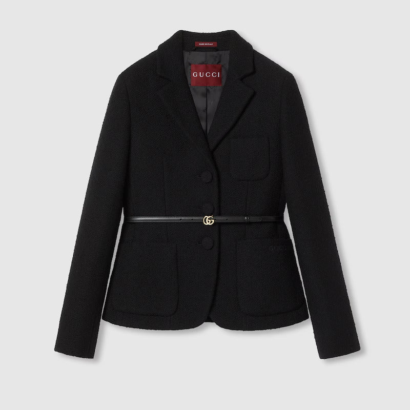 GUCCI Wool bouclé jacket with embroidery