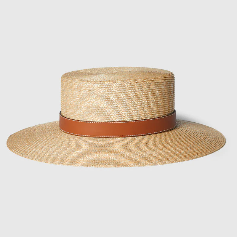 GUCCI WOVEN STRAW BOATER HAT