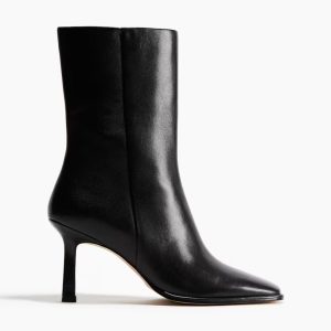 H&M Heeled Leather Ankle Boots